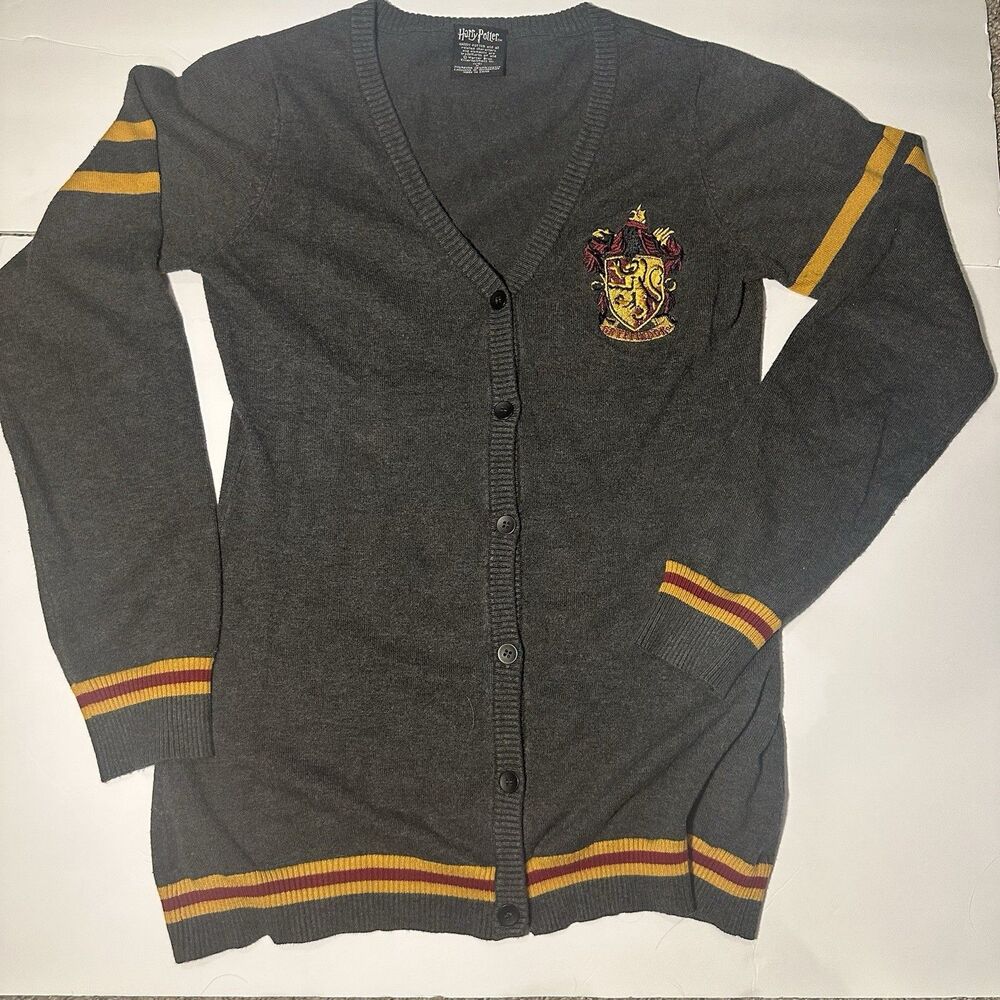Torrid Harry Potter Cardigan Women Med Gray Gryffindor Crest Collegiate Sweater